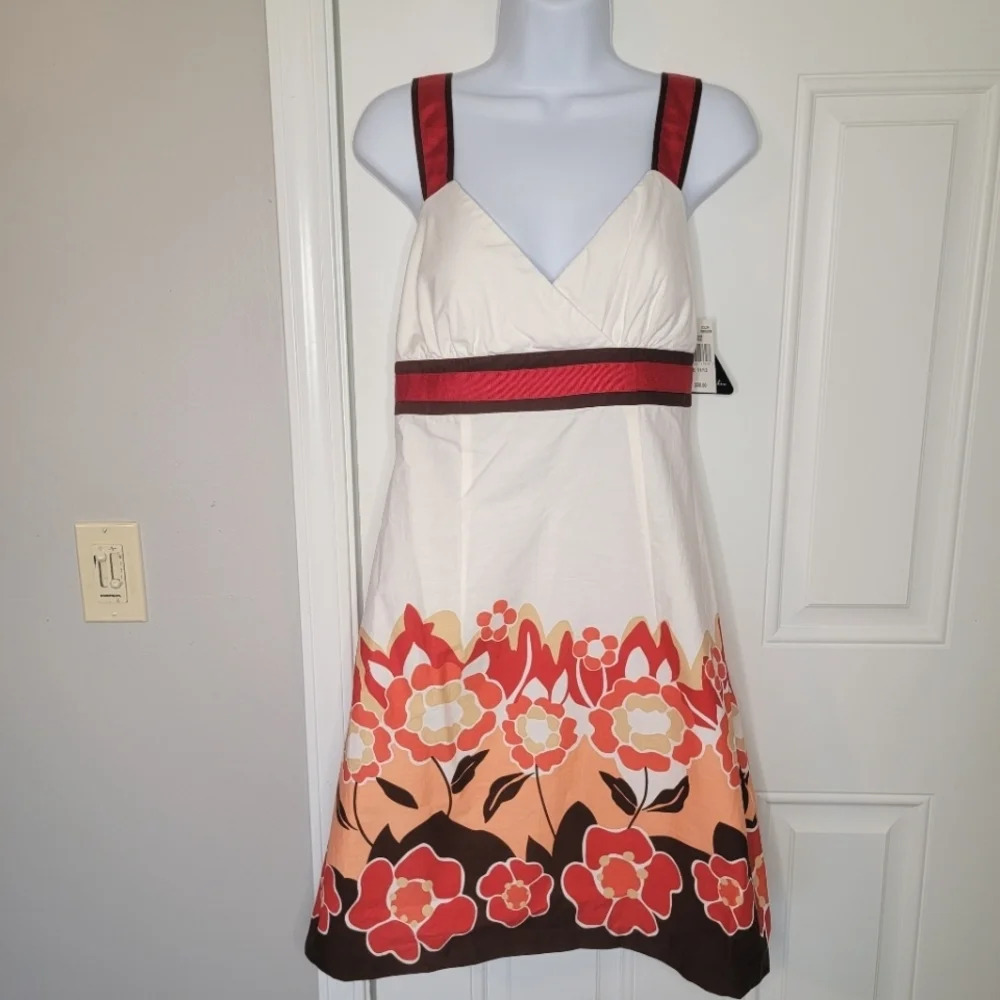 NWT City Triangles Cream Red Brown Sundress 11/12